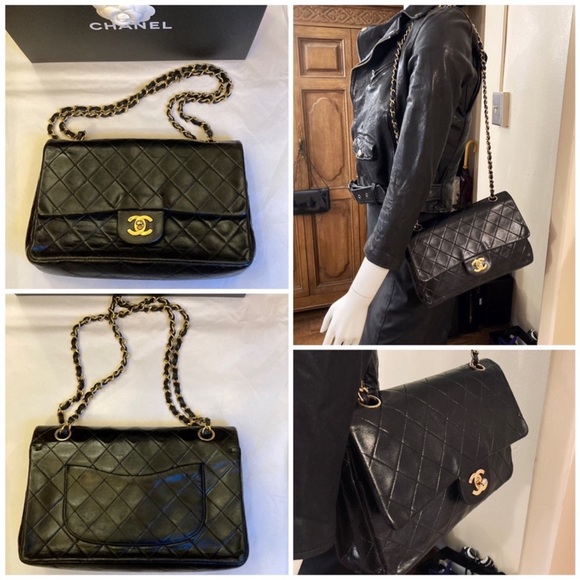 Chanel Vintage Classic Double Flap Lambskin Leather Shoulder Bag - Picture 10 of 16